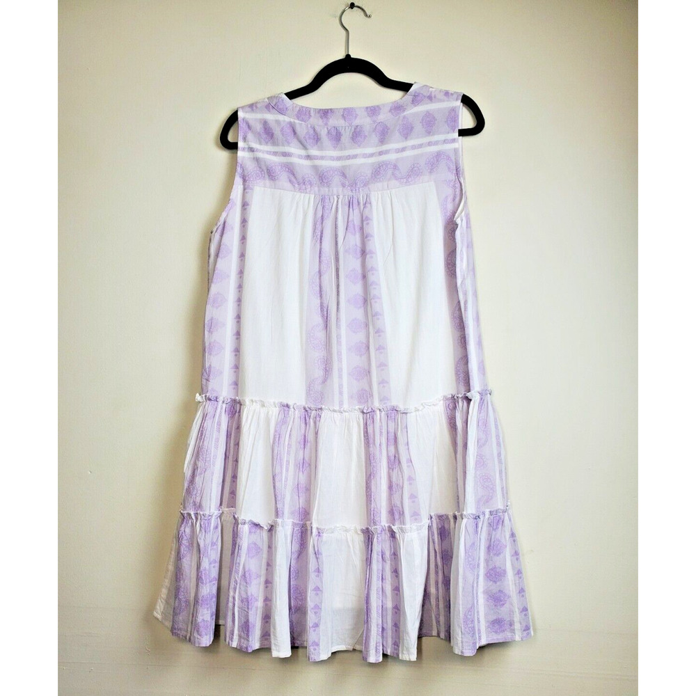 Anthropologie‎ Bindu Womens XS Tiered Dress White Babydoll Cotton Bohemian - Picture 4 of 9